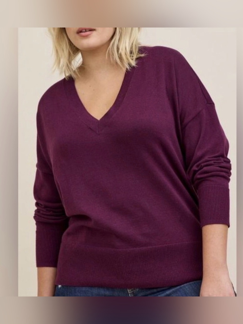 Torrid Plum V-Neck Sweater Size 5 (5X)